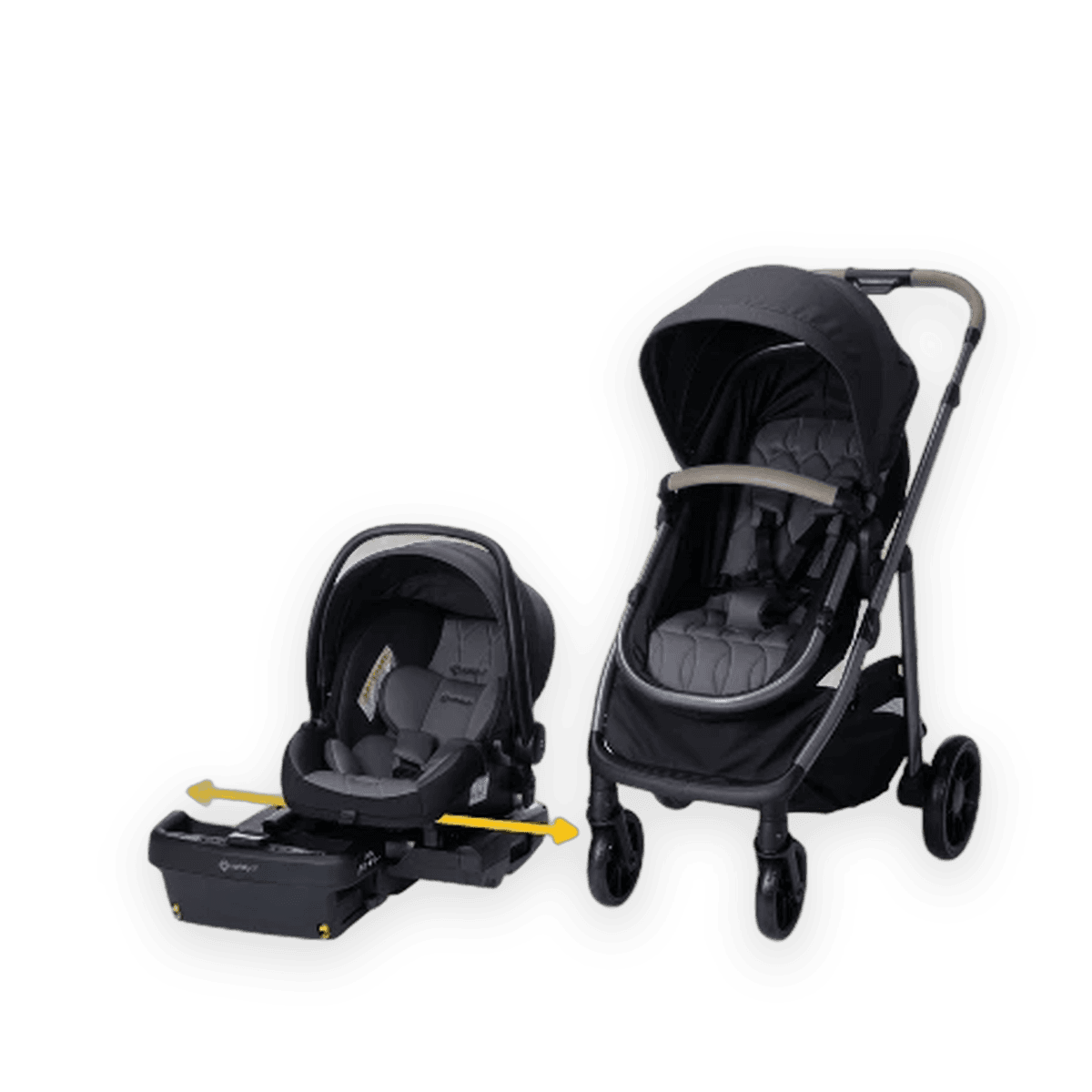 Safety 1st 6-in-1 Travel System with Safety Slide Base stroller, product packaging